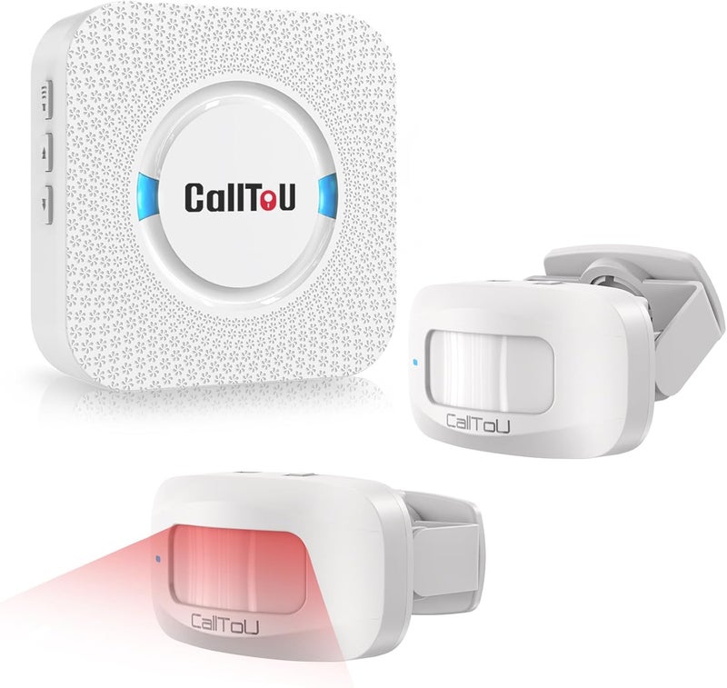 CallToU Wireless Motion Sensor Alarm Indoor Motion Detector Alarm, Bed Alarms for Elderly Dementia Patients, Motion Sensor Door Chime with 500 FT Range, 5 Adjustable Volume 2 Sensor + 1 Receiver - Image 1